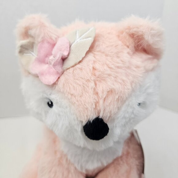 Lamb & Ivy Baby Fox Renard Plush Peachy Pink Embroidery Eyes Stuffed Animal Toy - Picture 2 of 13